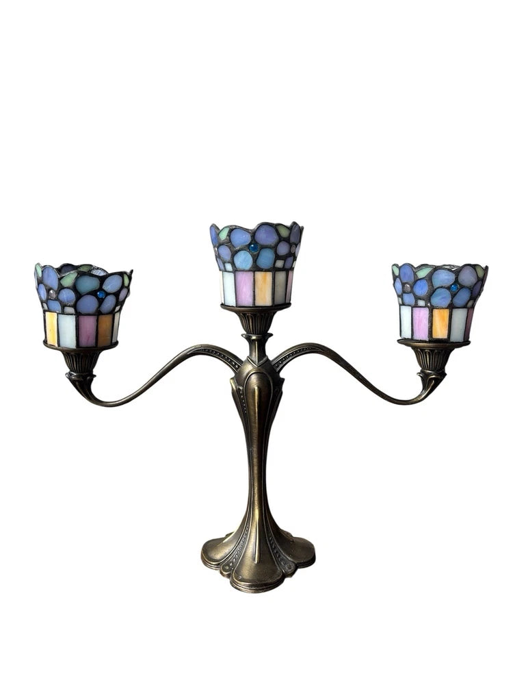 Vintage Tiffany Style PartyLite Hydrangea Candelabra Candle Holder Fairycore Hydrangea