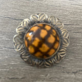 Rare Stylish Vintage Brooch Sunflower Orange & Brown Sunflower