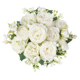 Mkono Peonies Artificial Flowers, Small Silk Flowers for Home Decor White Peony
