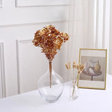 2 Metallic Gold 17 in Artificial Rose FLOWER Bouquets Party Events Decorations Bouquet
