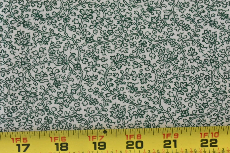 By 1/2 Yd, Vintage, Green Calico on Tan Quilt Cotton, P7441 Flowering Plants