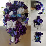 Purple White Rose Calla Lily Orchid Bridal Wedding Bouquet Accessories Bouquet