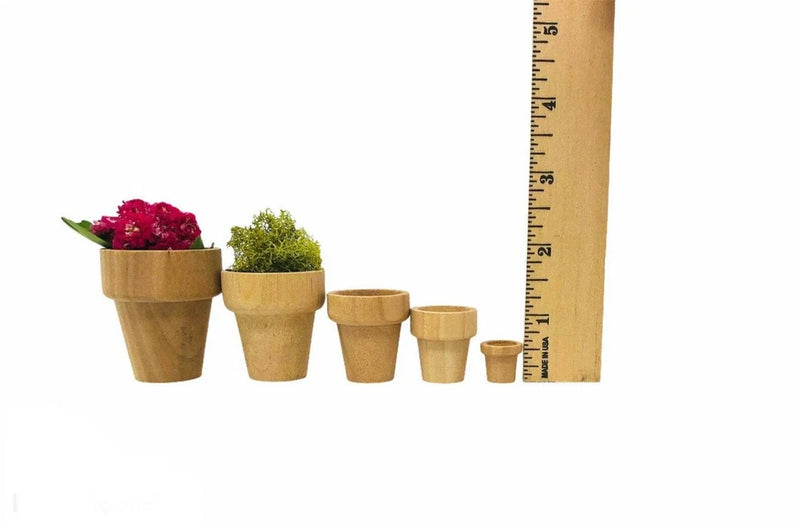 10-Wood Flower Pots Various Sizes Flower Pots Garden Pots Wood Hats Small Flower Garden Plants