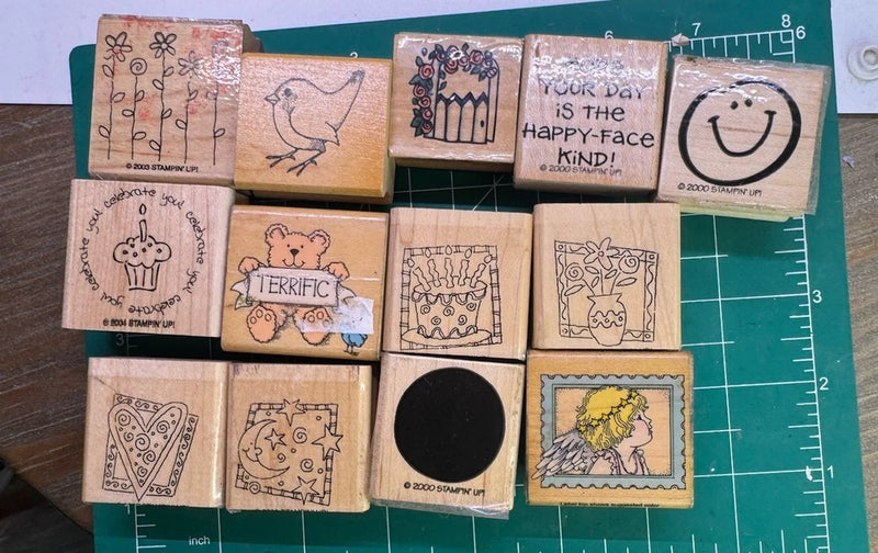 Flowers Variety Angel Craft Wood Mounted Rubber Stamp Set Of 13 Sunflower