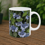 Hydrangea Mug with Japanese Blue Lacecap Flower Photography Hydrangea