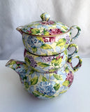 James Kent Staffordshire Hydrangea Floral Chintz Stacking Teapot Limited Edition Hydrangea