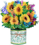 Sunflower Bouquet Pop up Card, 3D Flower Greeting Card with Envelopes for Any Oc Sunflower