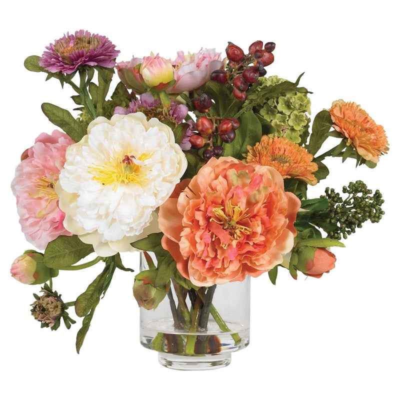 Nearly Natural 4689 Mini Peony Silk Arrangement,Assorted 10 x 10 x 10 Assorted Hydrangea