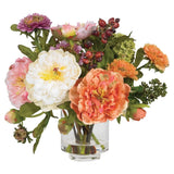 Nearly Natural 4689 Mini Peony Silk Arrangement,Assorted 10 x 10 x 10 Assorted Hydrangea