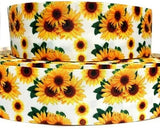 GROSGRAIN RIBBON 5/8", 7/8", 1.5" , 3"  SUNFLOWERS Flowers PRINTED BULK Sunflower
