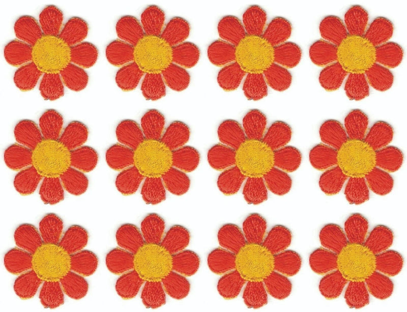 Orange Daisy Flower Patch Embroidered Cut out Iron on Sew on Lot of 12 Daisies