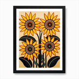 Flower Motif Painting Sunflower 3 A Framed Wall Art Poster Canvas Print Picture Sunflower