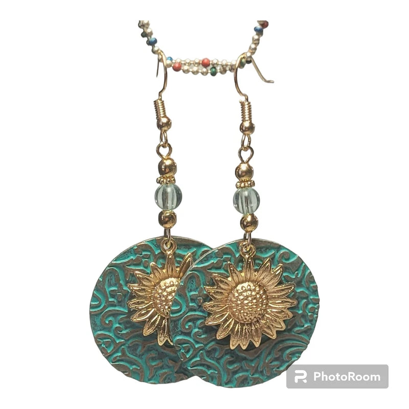 Lovely Bohemian Dangle Sunflower Earrings Sunflower