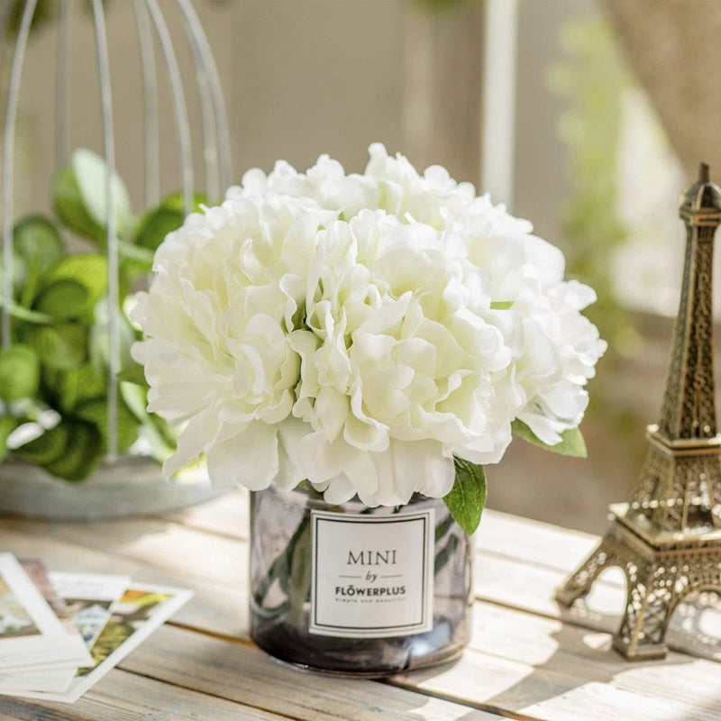 Moomass Artificial Hydrangea and Glass vase Decoration Ins Style Artificial F... Hydrangea