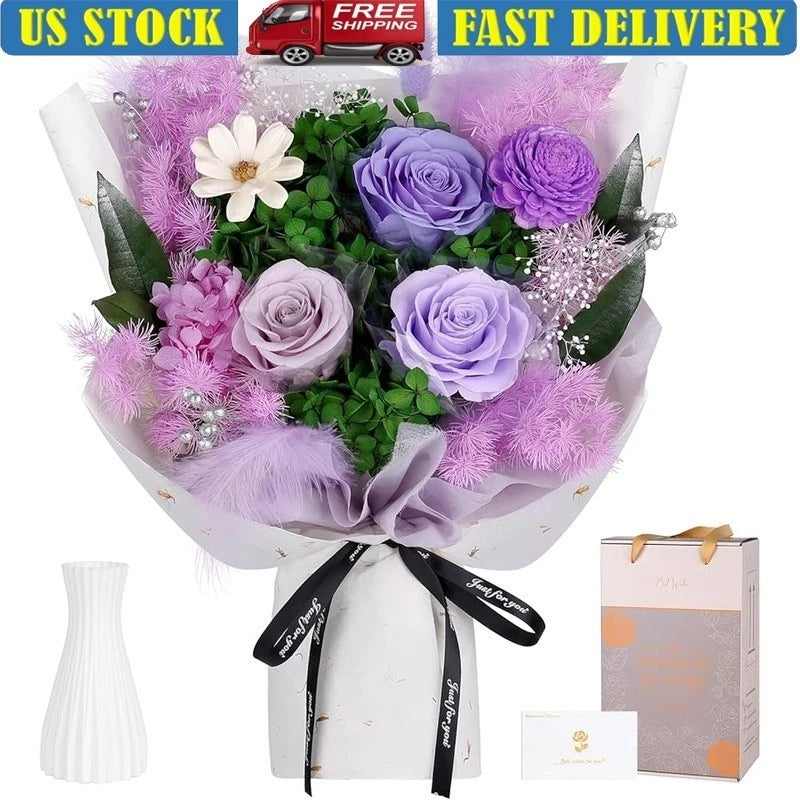 Eternal Rose Bouquet Gift Box Low Maintenance Allergy Safe Flowers Decor New Hydrangea