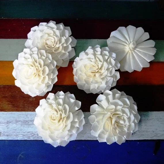 6 Dahlias Artificial Sola Wood Flower Diffuser Flowers 10 cm Dia. For Craft Sunflower