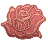 PINK ROSE - Medium Flower - 2 1/3" Embroidered Iron-On Patch Roses