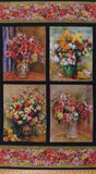 23" X 44" Panel Renoir Painting-Look Flowers Vases Floral Cotton Fabric D780.61 Flowering Plants