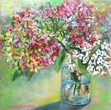 Hydrangea Oil Painting Floral Original Fine Art Impasto Small Flower Still Life Hydrangea