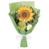 Handmade Crochet Sunflowers Bouquet, Artificial Flower Finished Bouquet, Sunf... Sunflower