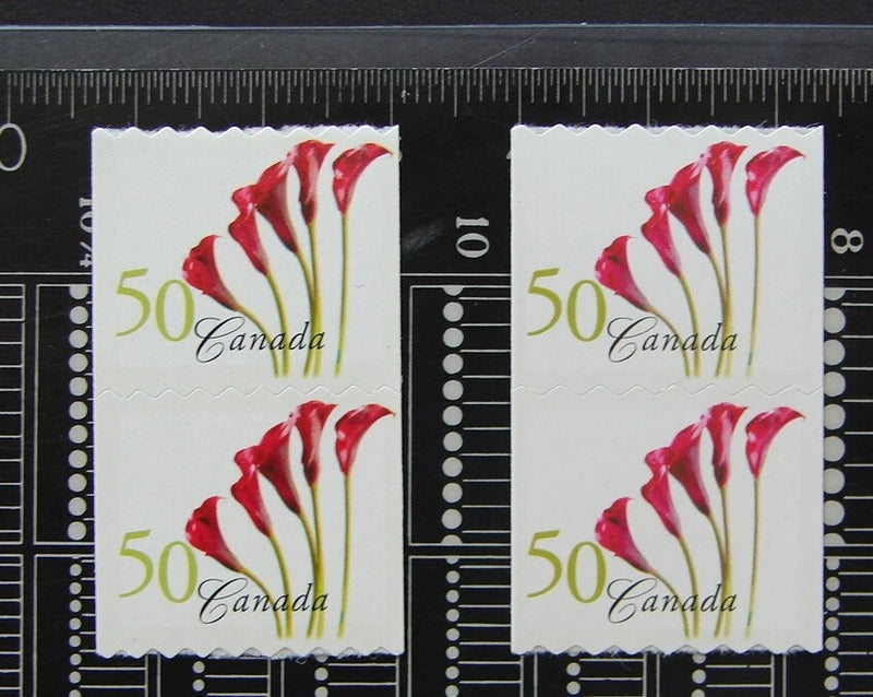 Pair of 50 Canada postage stamps with red calla lily flower design