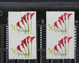 Pair of 50 Canada postage stamps with red calla lily flower design