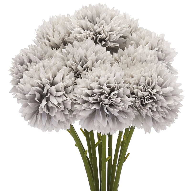 Artificial Flower Heads Silk Chrysanthemum Hydrangea Gray Faux 12Pcs Hydrangea