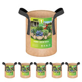 5-Pack 1 Gallon Plant Grow Bags Nonwoven Fabric Pots for Garden Tan Garden Plants