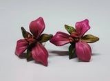 Hand crafted lily stud earrings beautiful purple and green Hawaiian beach Lily