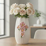 Ceramic Flower Vase - 9 Inch White Modern Vase for Pampas Grass, 3D Floral Va... Pampas Grass