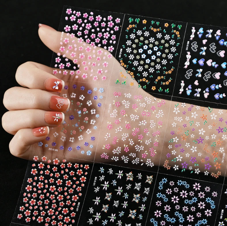 10 Sheets Nail Art Sticker Decal Daisy Flower Lace Butterfly Slider Manicure NH9 Daisies
