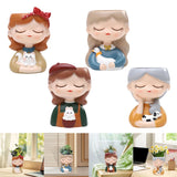 Girl Figurine Planter Pot Funny Lovely Girl Statue for Garden Patio Bedroom Garden Plants