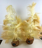 NWT 2 Pampas Grass Feather Christmas Tree Woven Basket 24Ó Boho Holiday Time Pampas Grass
