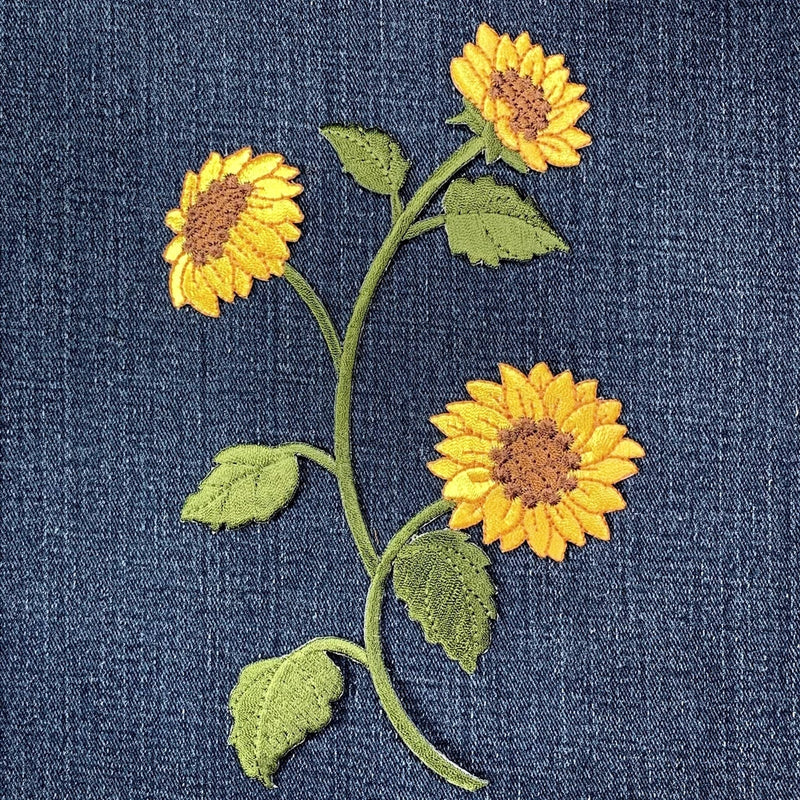 Extra Large Sunflower Applique Patch - Embroidered Flower Badge 6.5" (Iron On) Sunflower
