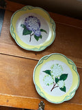 Lot of 2CBK Ltd. Yellow & Green w Purple & White Hydrangea Flowers Heavy Ceramic Hydrangea