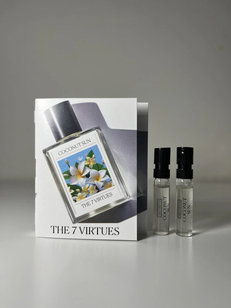 New The 7 VIRTUES Coconut Sun of 2 EDP Spray Eau de Parfum Samples 1.7ml each EDP