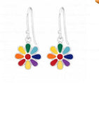 Rainbow daisy sterling silver earrings Daisies