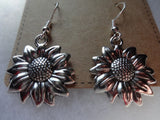 FLOWER EARRINGS SUNFLOWER BLACK EYED SUSAN DAISY 925 SILVER HOOKS NIP HANDMADE Sunflower