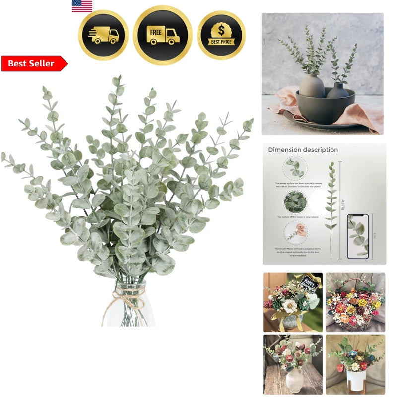 Faux eucalyptus stems bundle with green leaf clusters, 18-pack decorative plant