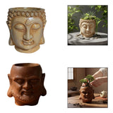 Buddha Head Flower Pot with Drainage Hole Plant Pot for Garden Desk Kitchen Garden Plants