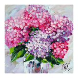 original oil painting Hydrangea Pink Flowers artwork Floral wall art 10*10 in Hydrangea