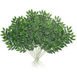 24Pcs Artificial Italian Ruscus Greenery Stems, 25in Faux Silk Green Leaves V... Green Plant