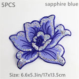 5x DIY Embroidery Peony Flower Trim Handmade Applique Sequin Costume Sew Craft Peony