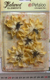 WILD SUNFLOWERS Textured Burlap YELLOW x 5 flowers 60-65mm across Petaloo L4 Sunflower