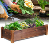 Large Rectangular Garden Planter Box Big Volum Herbs Growing Box Carbonized Wood Garden Plants