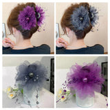 Flower Hairpin Peony Flower Tassel Grabbing Clip Fluffy Shark Clip NewYear D9C7 Peony