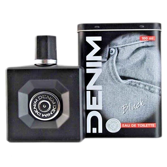 DENIM EDT BLACK Men's Eau de Toilette Spray - 100ML/3.4 oz NEW (IN METAL BOX) EDT