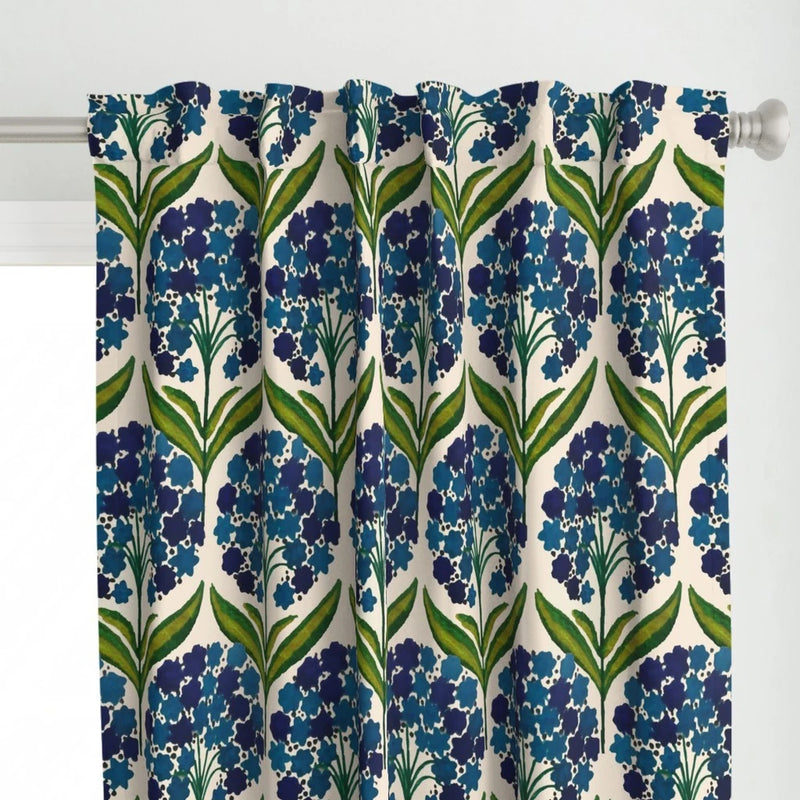 Vintage Pom Pom Flower Hydrangea Flowers Printed Set Of 2 Pic Curtain Hydrangea