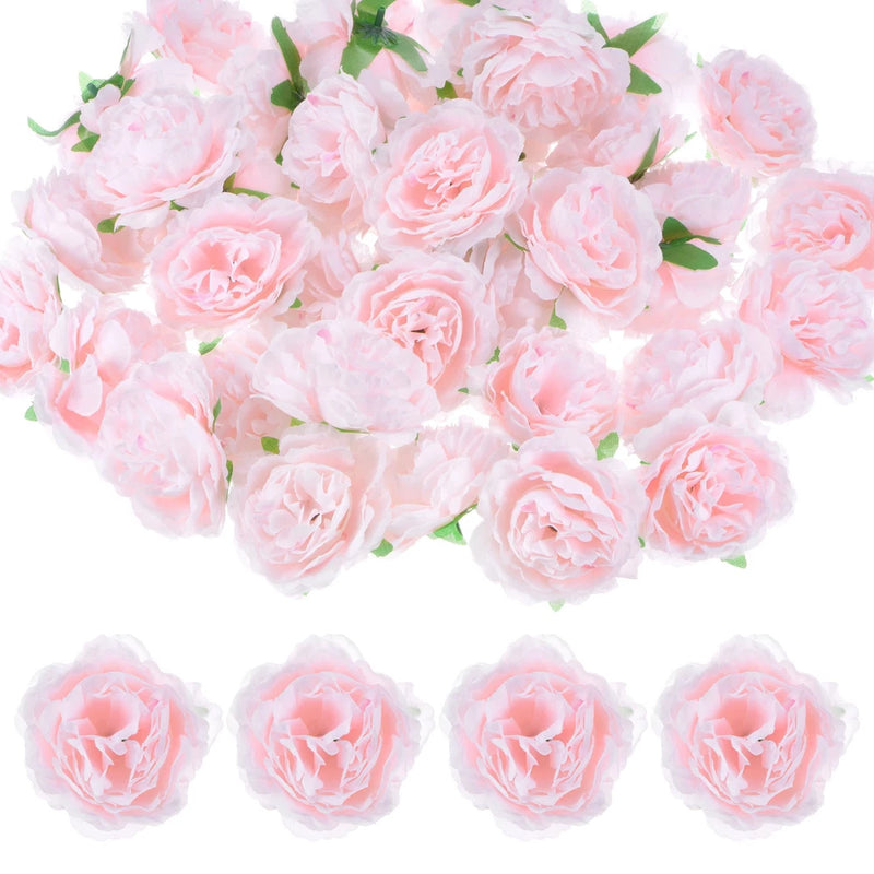 40-Pack Artificial Flower Heads, 3.15" Silk Faux Peony Fake Peonies [Pink] Peony