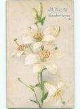 Unused Pre-1907 EASTER LILY FLOWERS ON CLOTH COVERED POSTCARD 60.000 cards k1923 Lily